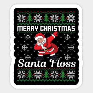 Merry Christmas Santa Floss Funny Ugly Christmas Sweater Sticker